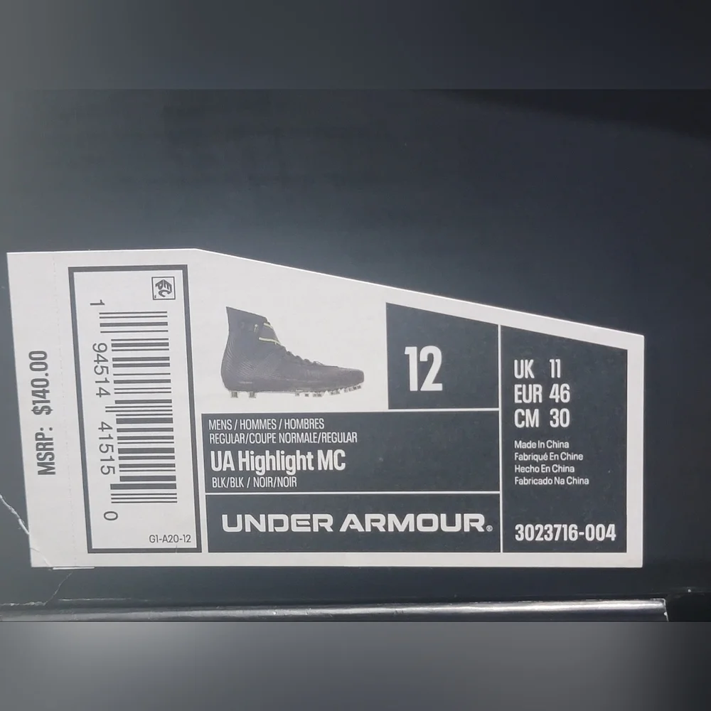Under Armour UA Highlight MC 3023716-004 Football Cleats Blk/Grey Men Sz Multi